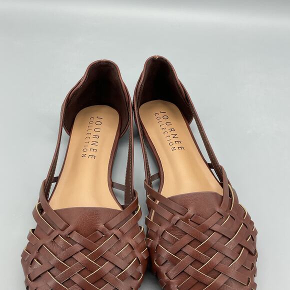 NEW Journee Collection Women’s Ekko Cross Weaved Flats Brown Size 6.5 - Picture 6 of 10
